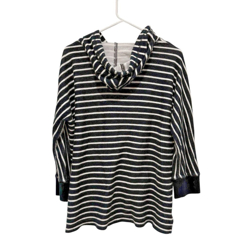Lauren Jeans Co Navy White Striped 100% Cotton Hoodie Fisherman Preppy Sz Large - Picture 3 of 8
